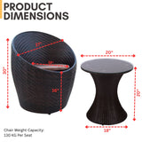 Outdoor Rattan Wicker 3-Piece Conversation Set