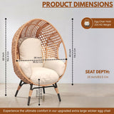 Outdoor Wicker Egg Chair with Cushions (Beige)