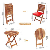 Acacia Wood Foldable Outdoor Bistro Set – 2 Chairs & Round Table