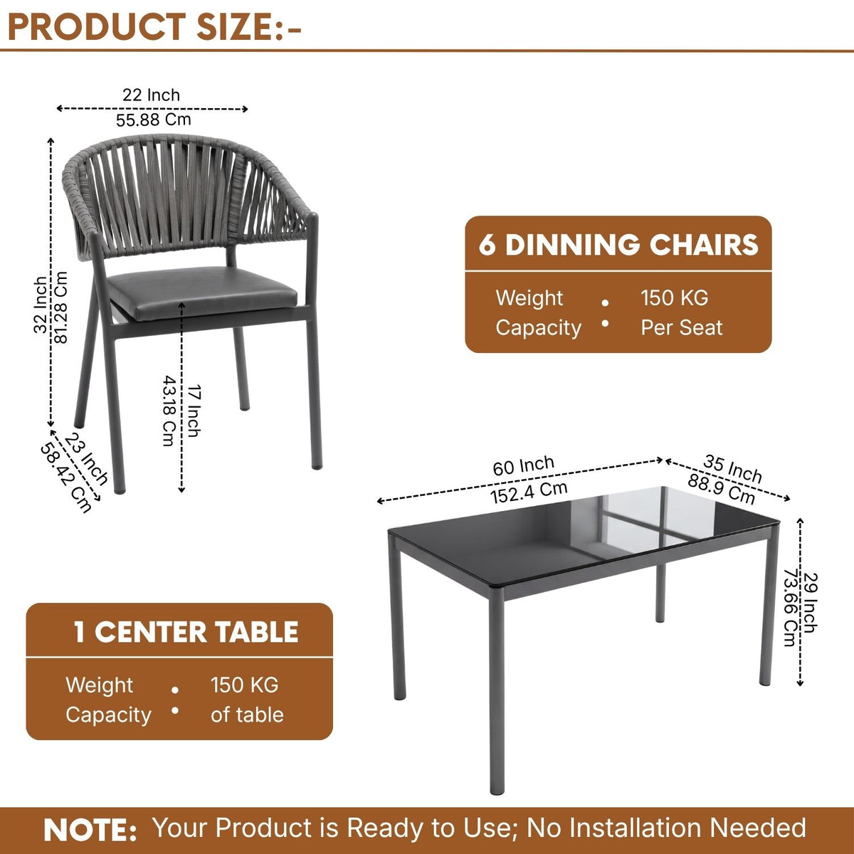 All Weather Resistant 7-Piece Outdoor Dining Set (Grey)