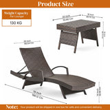 Outdoor All-Weather HDPE Wicker Rattan Sunlounger Recliner with Side Table