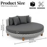 Outdoor All-Weather Rattan Wicker Round Daybed (Silver Grey & Dark Grey)