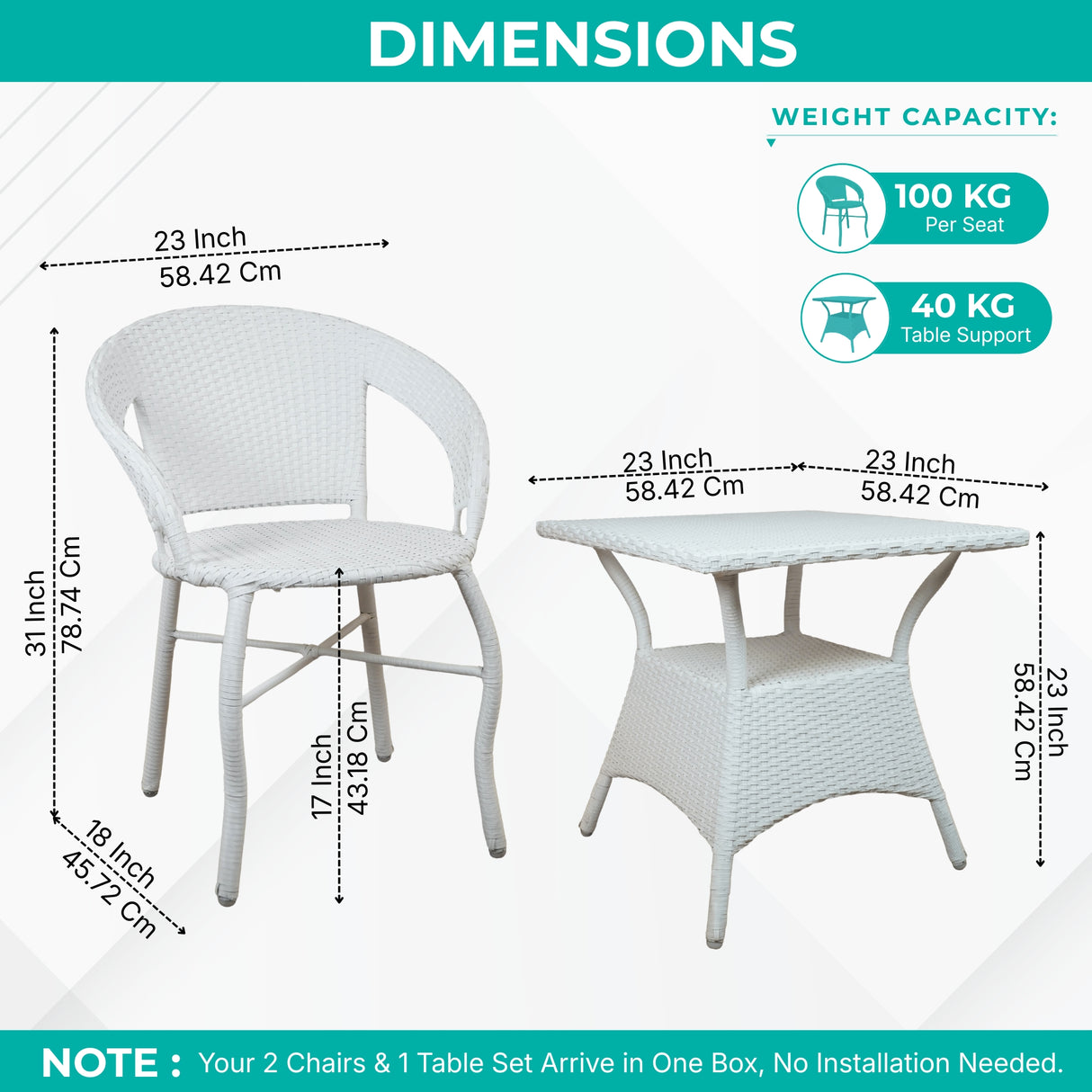 Outdoor Wicker 3 Piece Patio Bistro Set (White)