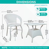 Outdoor Wicker 3 Piece Patio Bistro Set (White)
