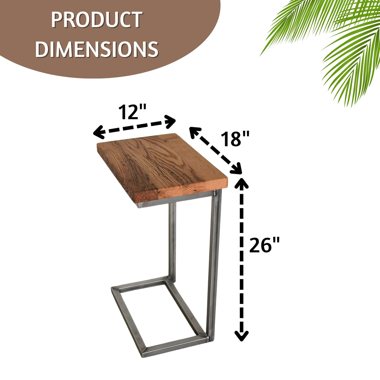 Solid Sheesham Wood C-Shape Corner Side Small End Table