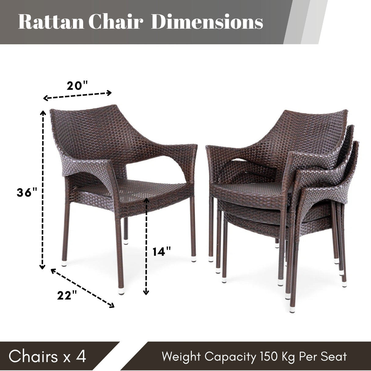 Outdoor Rattan Wicker Patio Dining Chairs