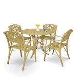 Outdoor Cast Aluminium 5-Piece Patio Bistro Set (Beige)