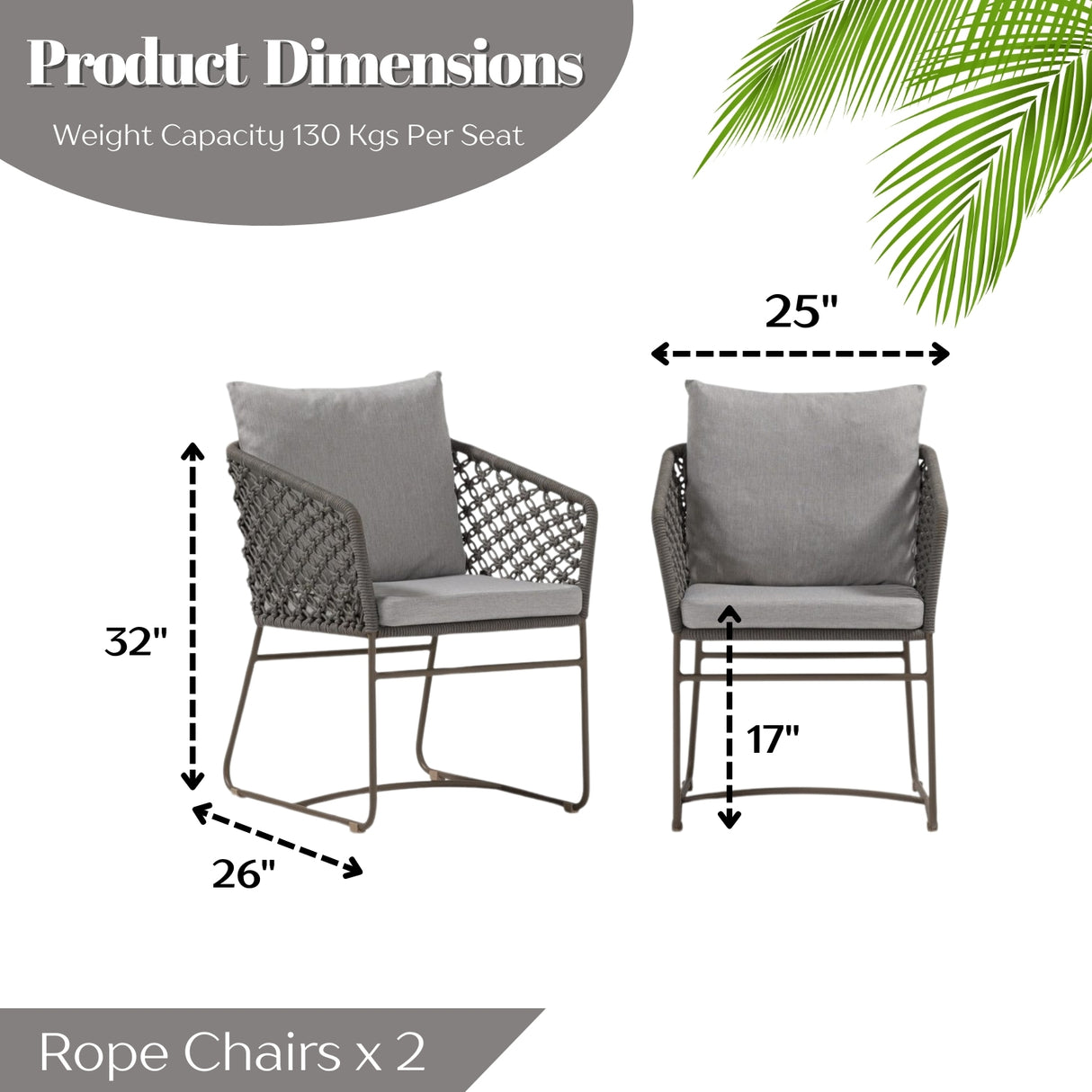 Outdoor Rope 2-Piece Patio Chairs