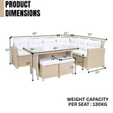 5-Piece Wicker Patio Conversation Set (Beige/White)