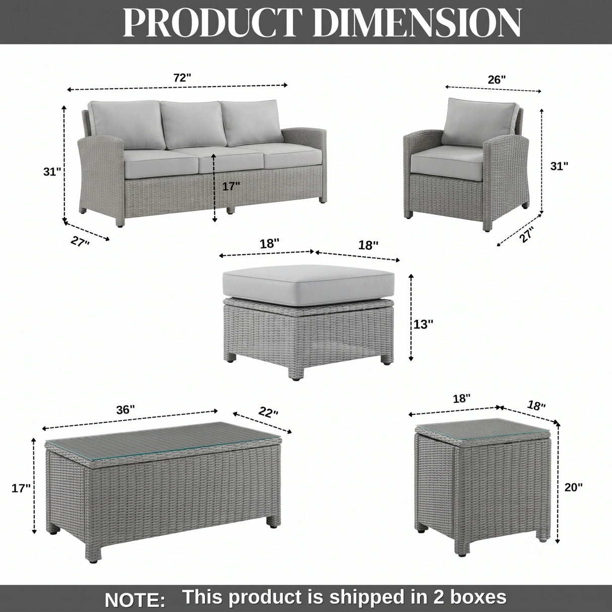 7 Piece Outdoor Wicker Conversation Furniture Set