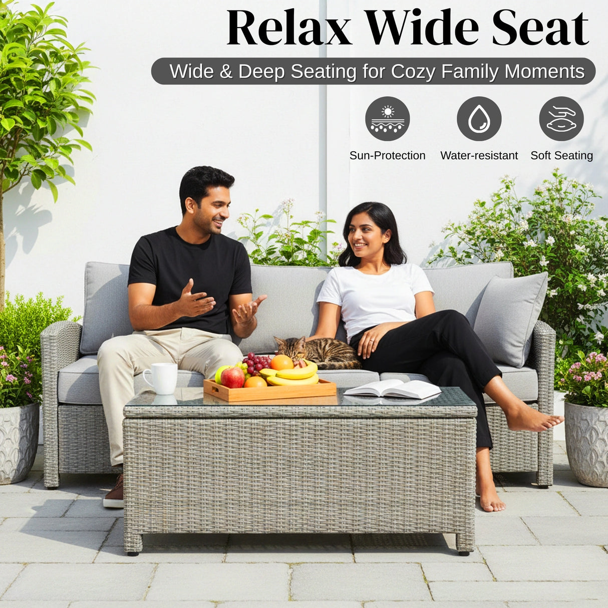 7 Piece Outdoor Wicker Conversation Furniture Set