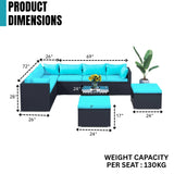 5-Piece Outdoor Wicker Furniture Set Modern Outdoor L-Shaped