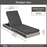 Outdoor Rattan Wicker Single Lounger Chair (Silver Grey & Dark Grey)