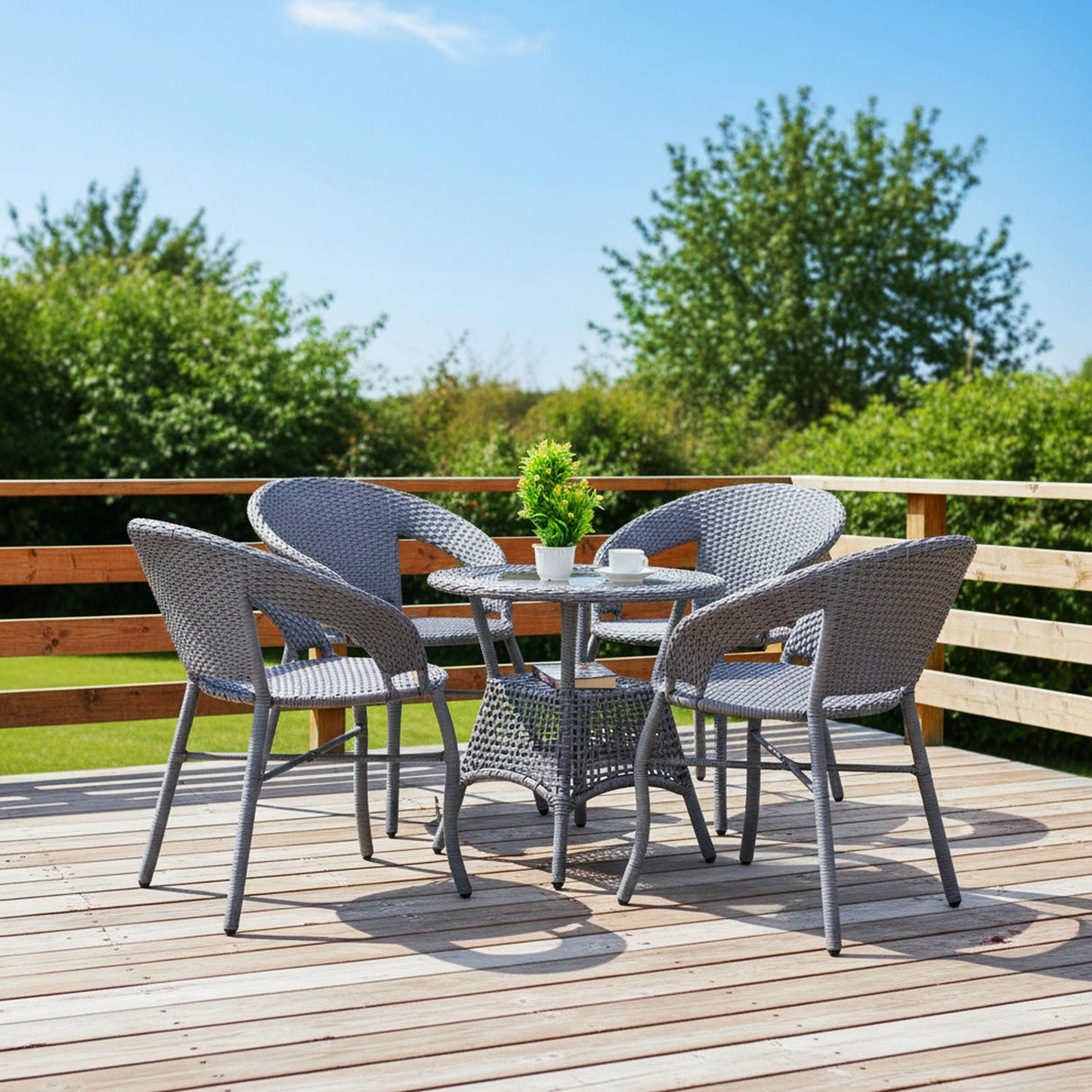 5-Piece Outdoor Rattan Wicker Patio Bistro Set