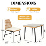 5-Piece Outdoor Patio Dining Set With Rattan Chairs & Glass-Top Table