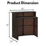 Outdoor Rattan Wicker Bar Table With a High-Top Design & Integrated Storage Shelf