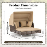 Luxury Outdoor Rattan Wicker Daybed with Canopy & Cushions