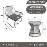 Outdoor Rope Double Tone 3-Piece Patio Set