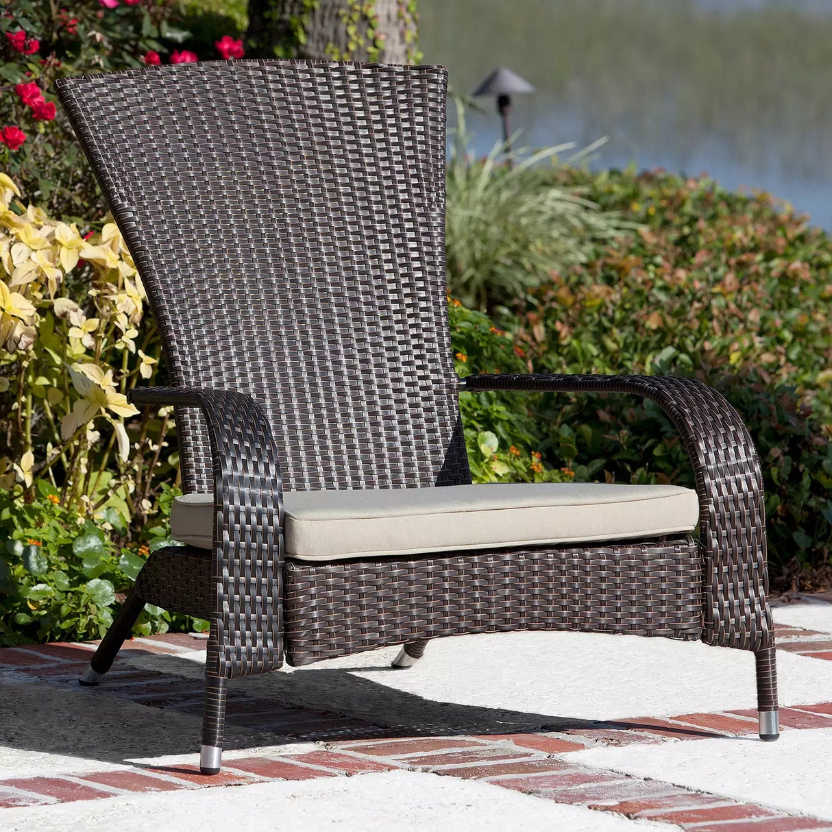 1-Piece Outdoor Wicker Single Seater Adirondack Style Armchair