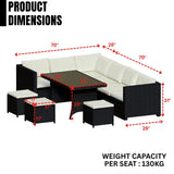 6-Piece Outdoor Wicker Patio Dining Set – Black/Cream