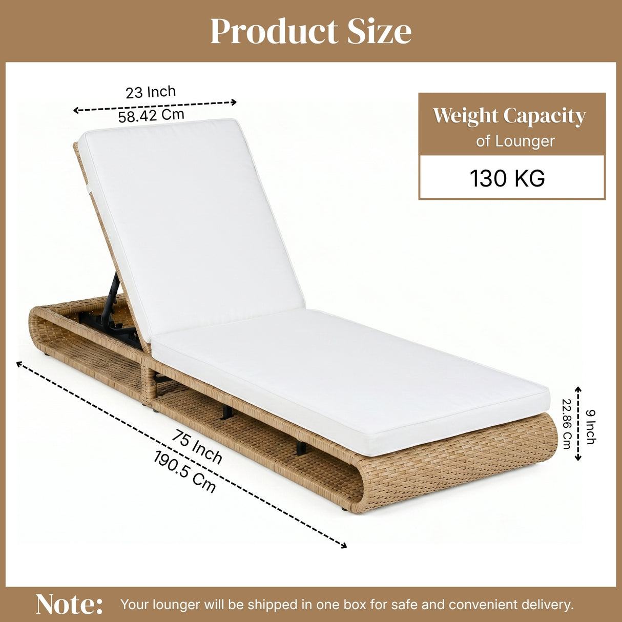 Outdoor Rattan Wicker Single Lounger Chair (Beige & Off-White)