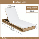 Outdoor Rattan Wicker Single Lounger Chair (Beige & Off-White)