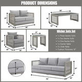 Outdoor Wicker Woven 6 Pieces Sectional Patio Furniture Set