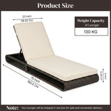 Outdoor Rattan Wicker Single Lounger Chair (Dark Brown & Cream)