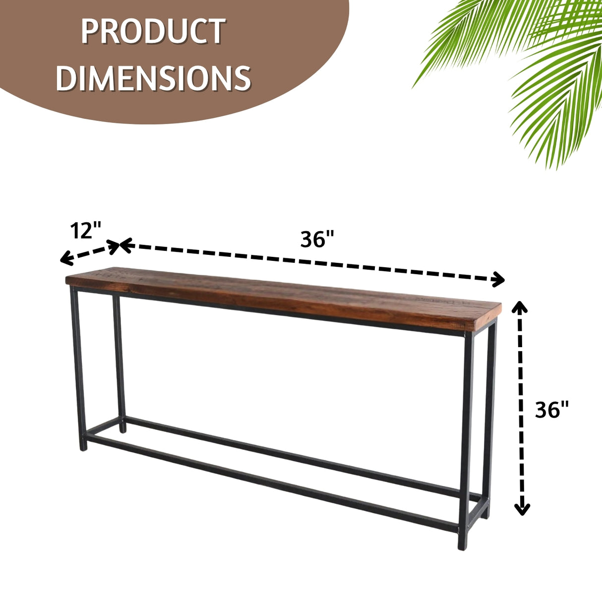 Sheesham Wood Top Modern Console Table