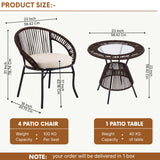 Outdoor 4-Seater Patio Rope Conversation Set (Dark Brown & Cream)