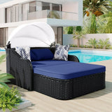 Outdoor Rattan Wicker Double Seater Canopy Daybed