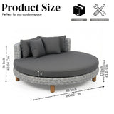 Outdoor All-Weather Rattan Wicker Round Daybed (Silver Grey & Dark Grey)