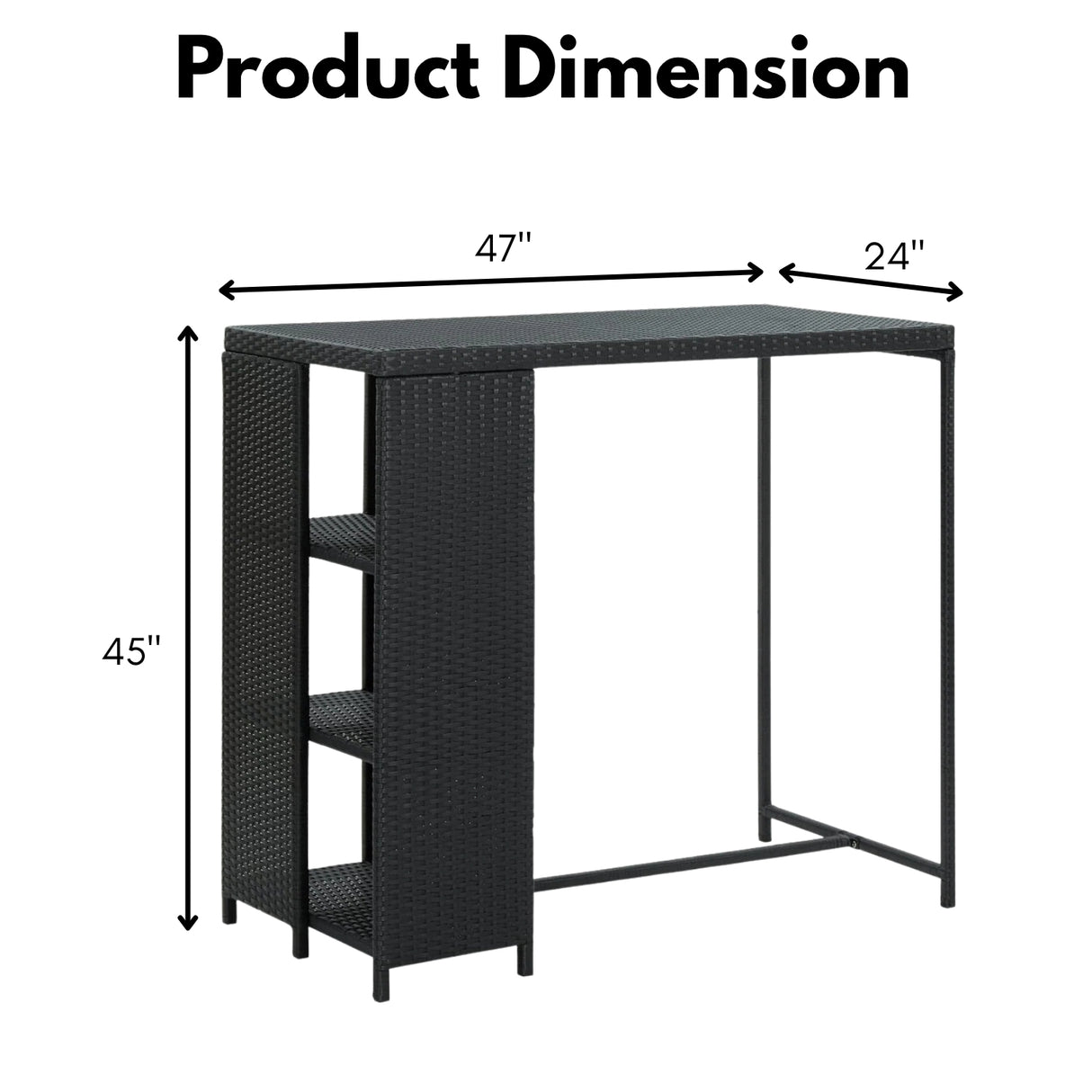 Outdoor Rattan Wicker Bar Table with High-Top Design