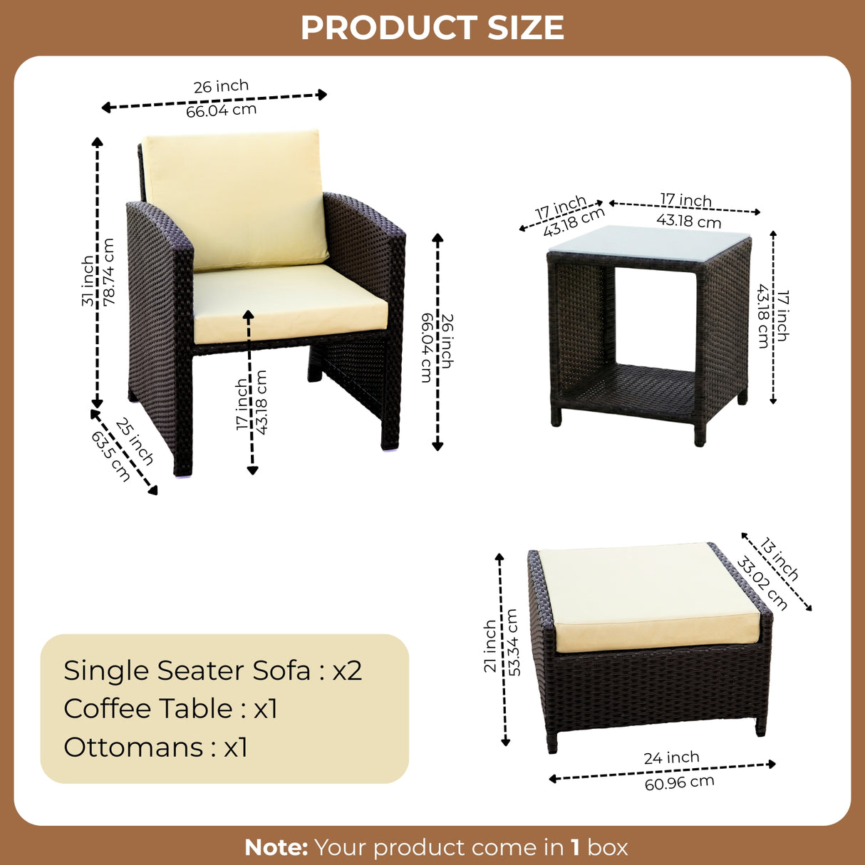 Outdoor 5 Piece Patio Wicker All Weather Sectional Furniture Set