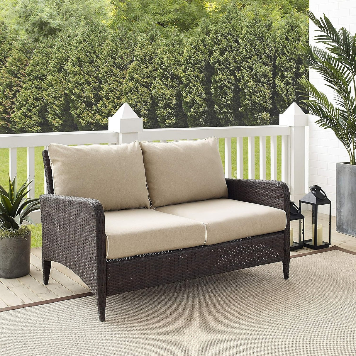 Outdoor Wicker Single Seater Loveseat Sofa