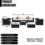6-Piece Outdoor Conversation Set (Black/Off-White)