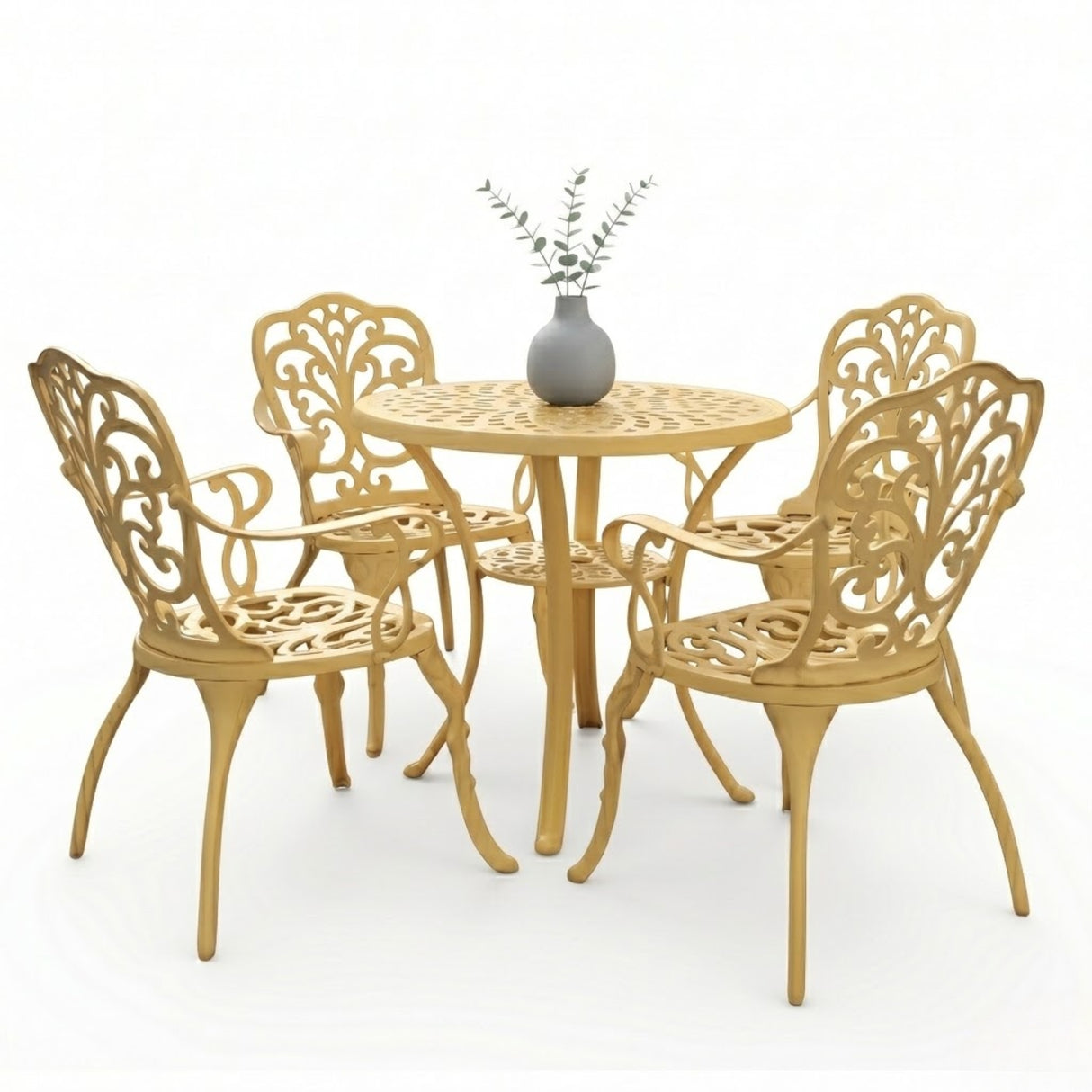 Outdoor Cast Aluminum 5-Piece Patio Conversation Set (Beige)