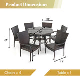 Outdoor All-Weather Resistant Rattan Wicker 7-Piece Dining Set