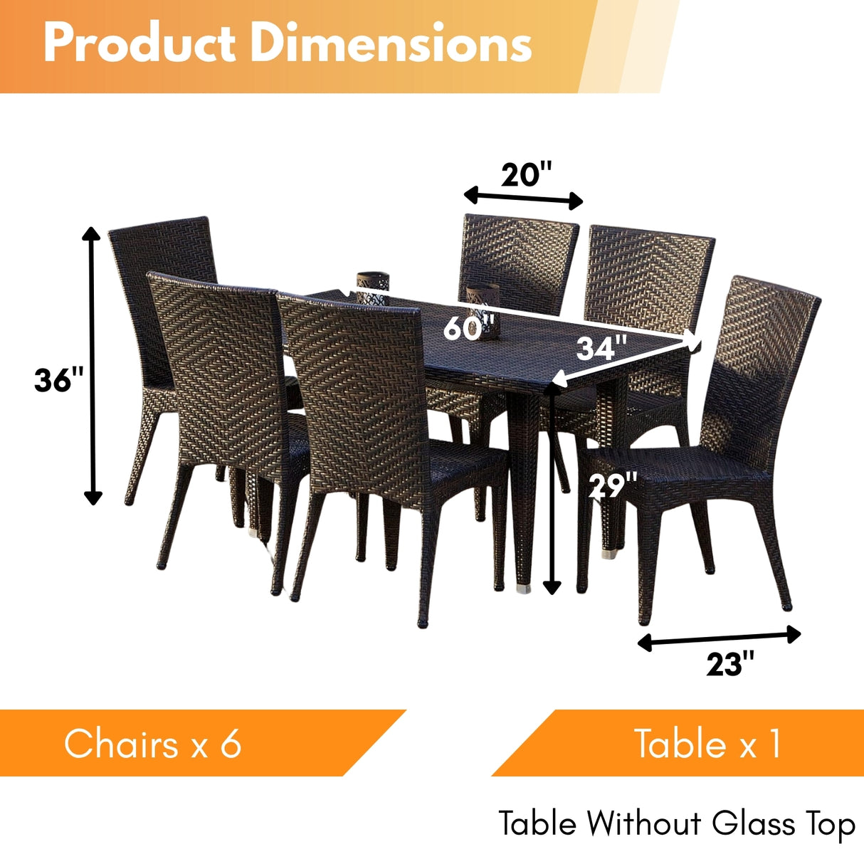 Outdoor All-Weather Resistant Rattan Wicker 7-Piece Dining Set