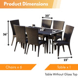 Outdoor All-Weather Resistant Rattan Wicker 7-Piece Dining Set