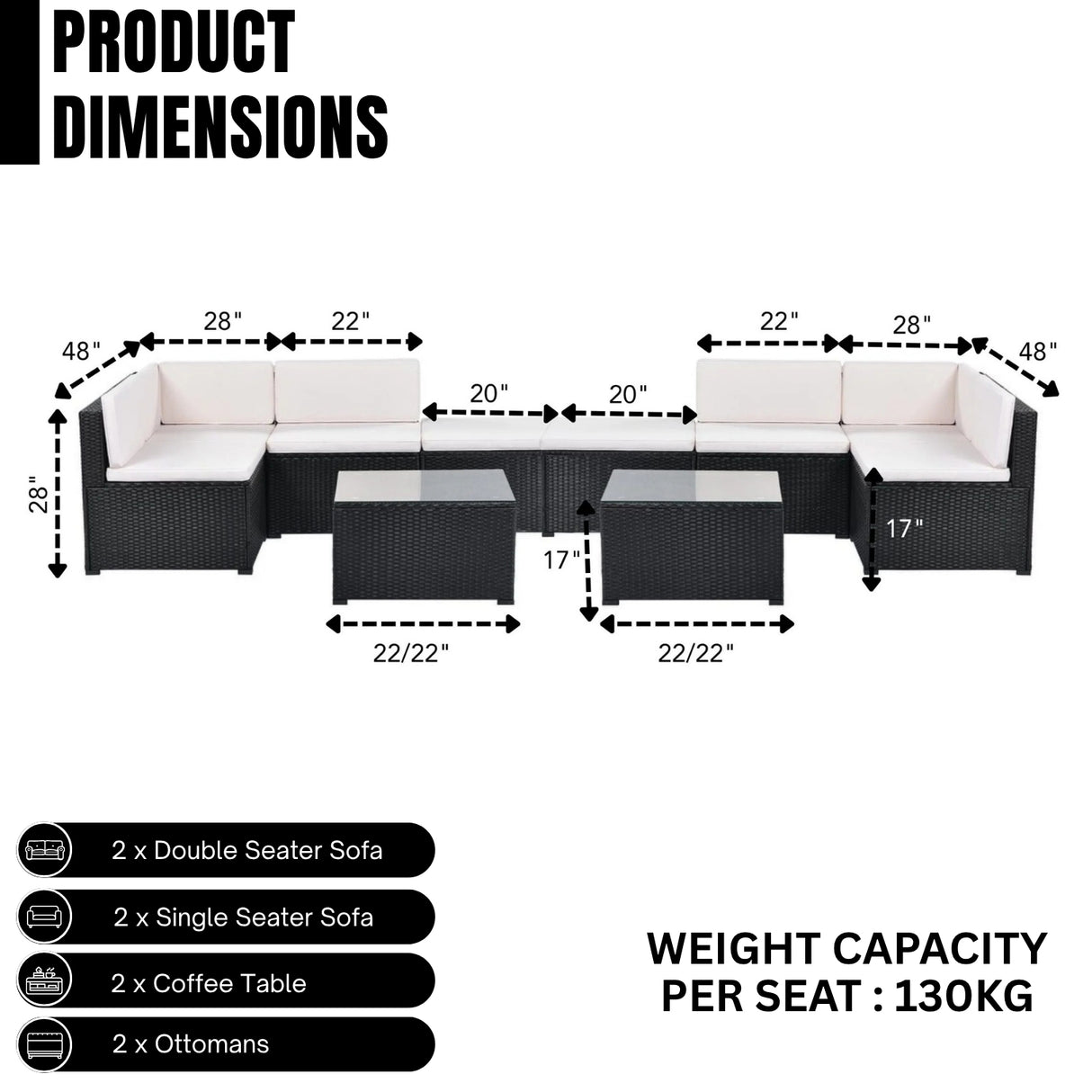 8 Pieces Sectional Wicker Furniture Set
