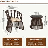 Outdoor Rope 3-Piece Patio Set (Brown & Cream)