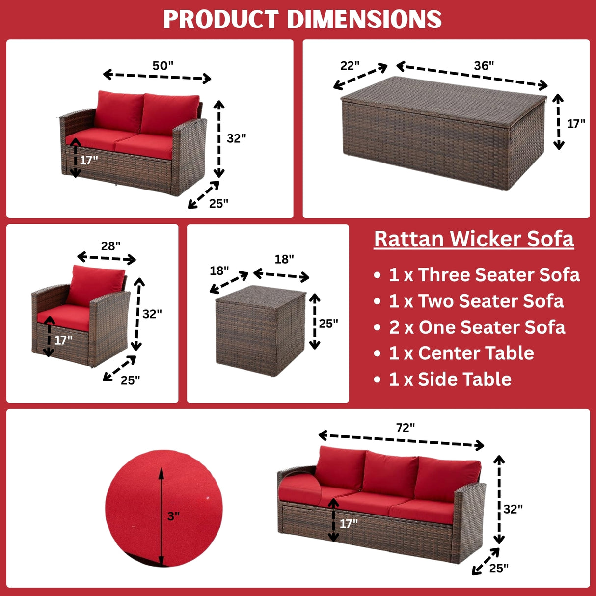 Outdoor 7-Seater Wicker Sectional Sofa Set