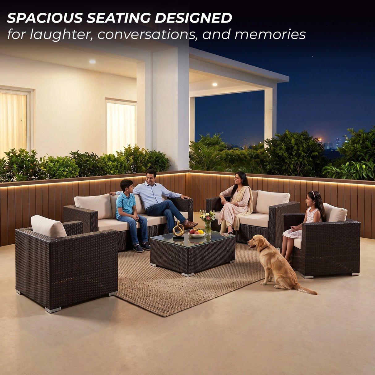 Outdoor Wicker 7-Seater Sofa Set