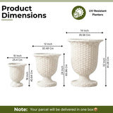 Outdoor Rattan Wicker Urn Planter Set of 3 (White)