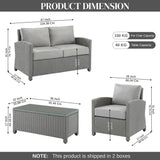 4 Pieces Patio Furniture Set, Outdoor Sectional Sofa
