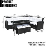 5-Piece Wicker Patio Conversation Set (Black/White)