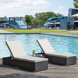 Outdoor Wicker Lounge Chairs Set of 2 With Side Table