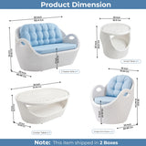 4-Seater Modern Design Outdoor Patio Furniture Set (White & Sky-blue)