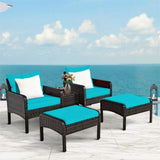 Outdoor Wicker 5-Piece Patio Sofa Set